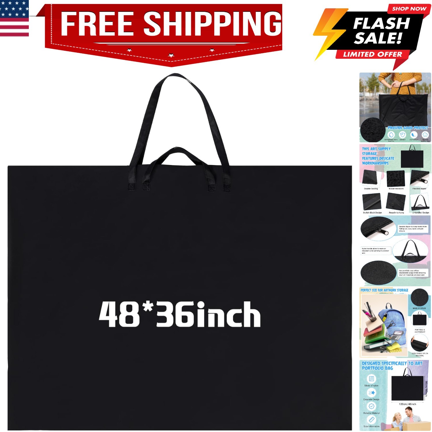 48 x 36 Inch Art Portfolio Bag Large Size Art Supply Bag with Nylon Shoulder …