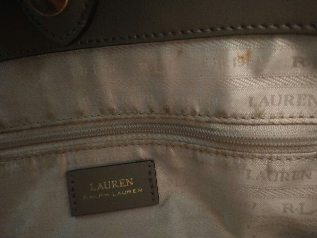 Vintage RALPH LAUREN Suede Shoulder Bag Charm Satchel Beige Gray Tote Women JPN