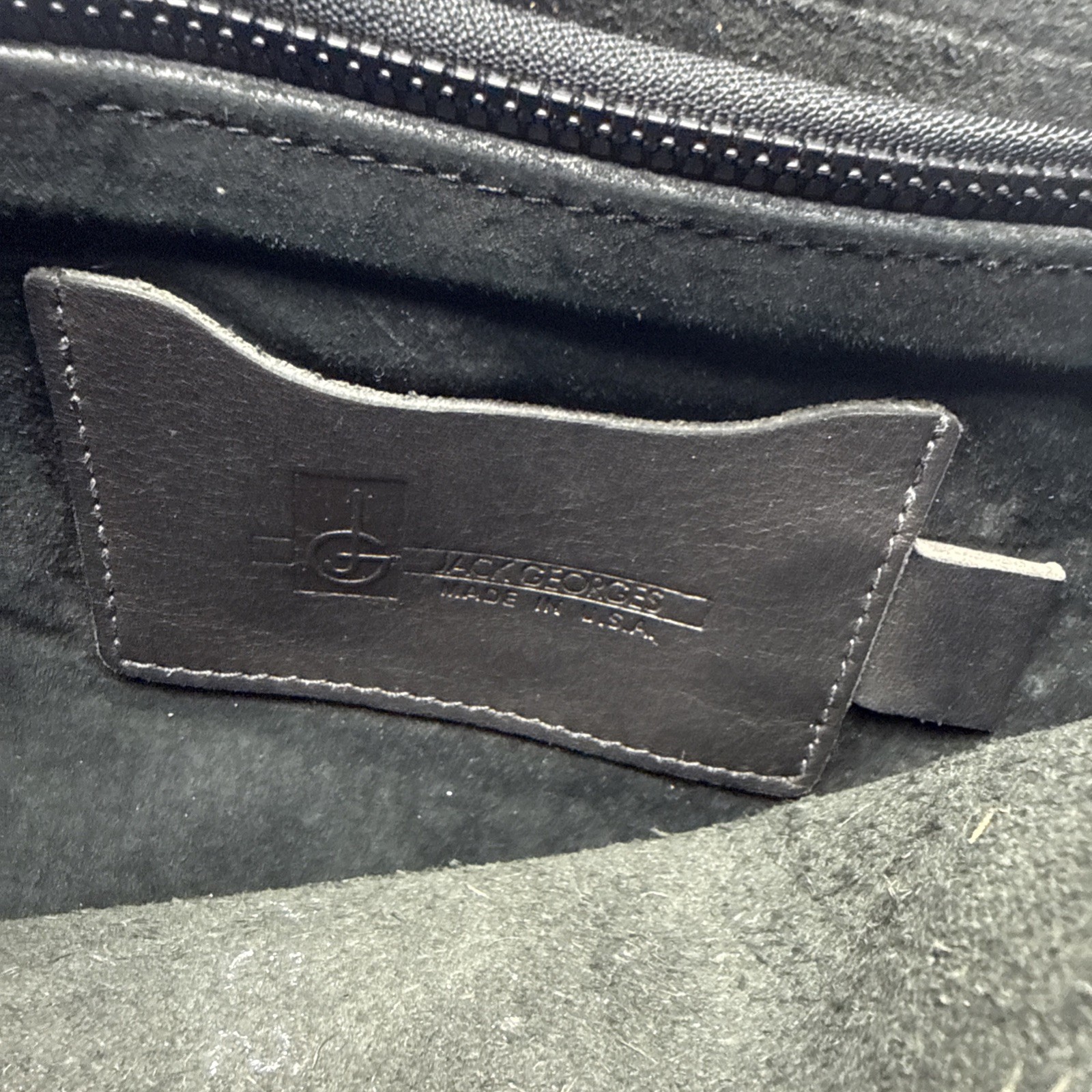 Jack Georges University Executive Black Leather Briefcase Messenger Bag Made USA