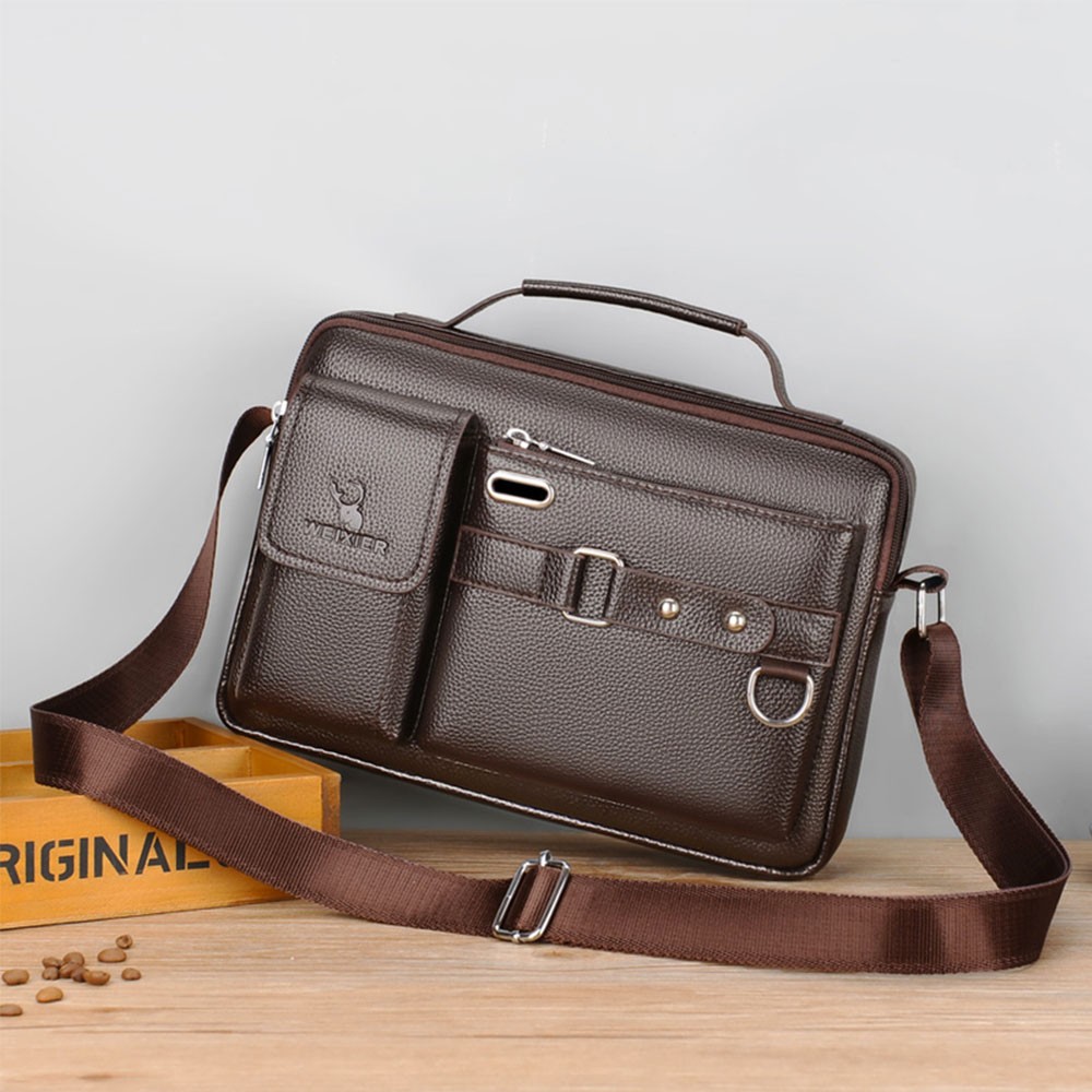 Laptop Shoulder Bag Zipped Document Messenger Briefcase Work Travel Office Strap