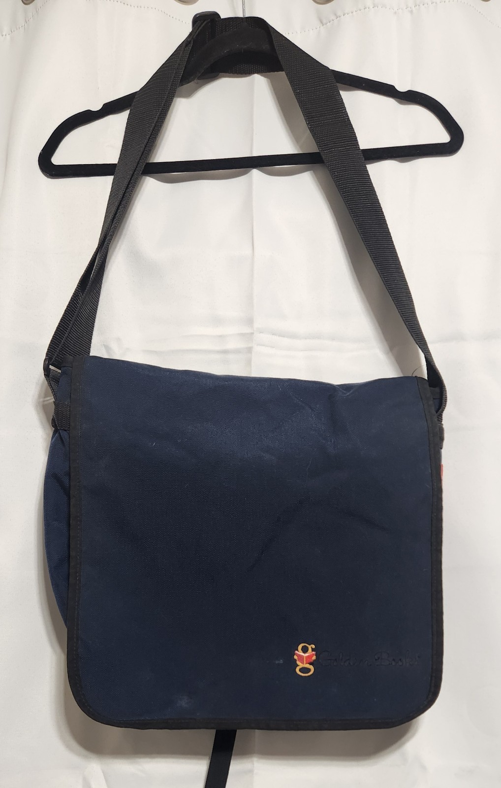 Manhattan Portage Red Label Blue Messenger Bag Laptop Expandable Embroidered USA