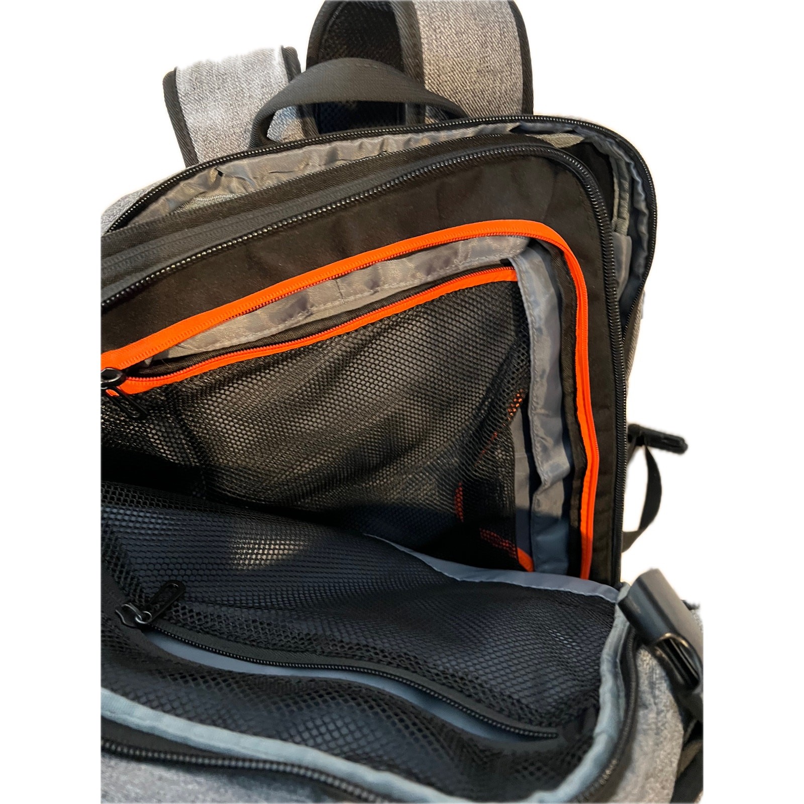 Clamshell Gray Black Padded Backpack 20″ Tall