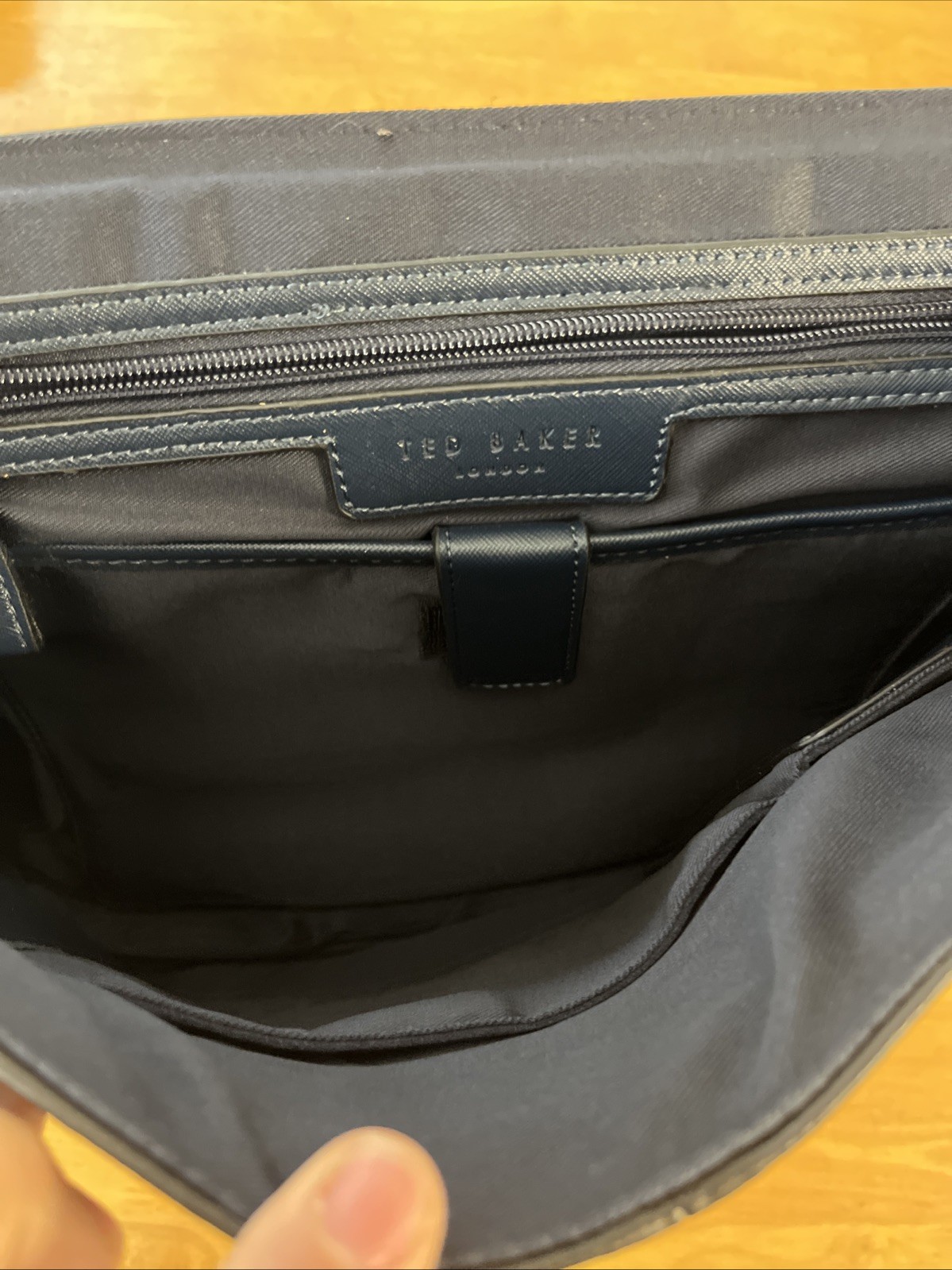 Ted Baker London Black Polyurethane Messenger Laptop Bag Briefcase
