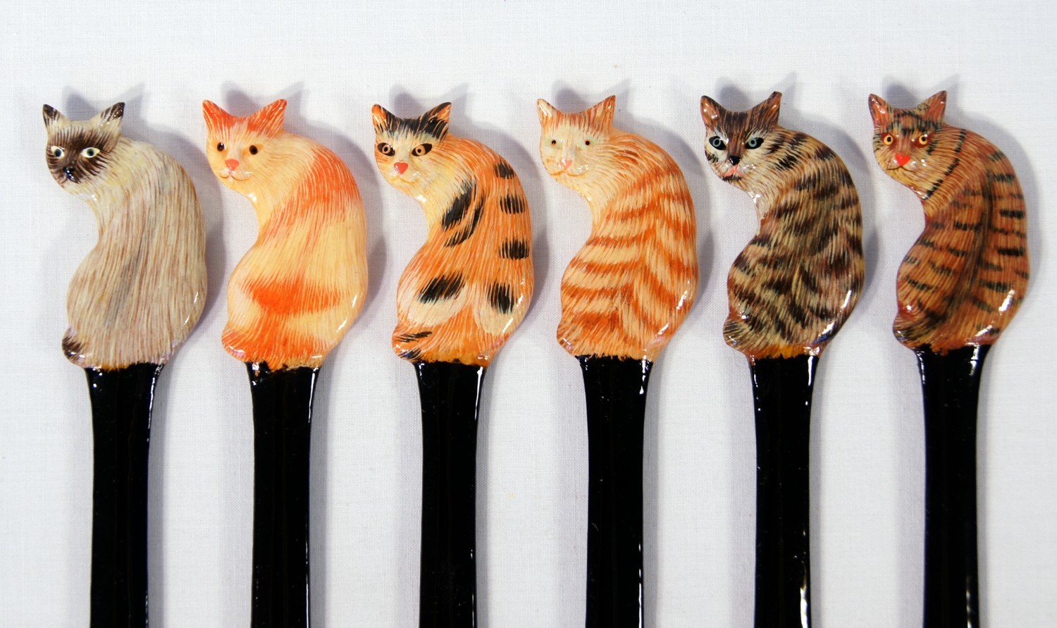 Hand Painted Art Siamese Gray Brown Black White Cat Letter Openers