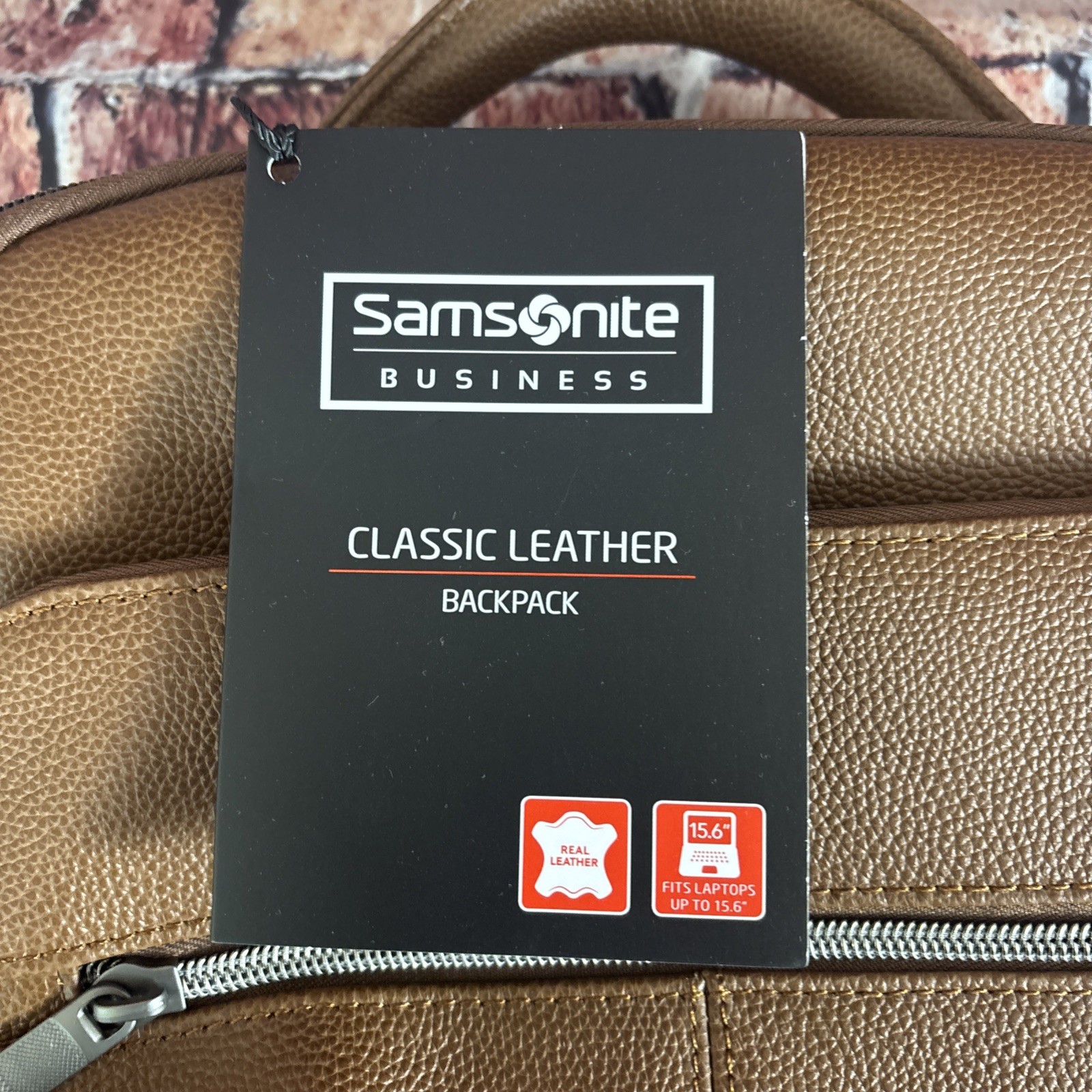 Samsonite Classic Leather Backpack, Cognac, One Size Leather Backpack