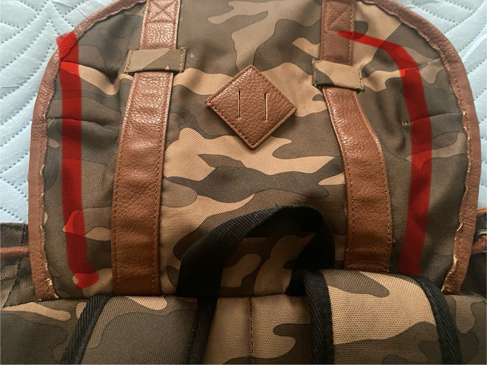 Benrus Camouflage Backpack Brown Padded Outer Pockets Army Outdoor Travel