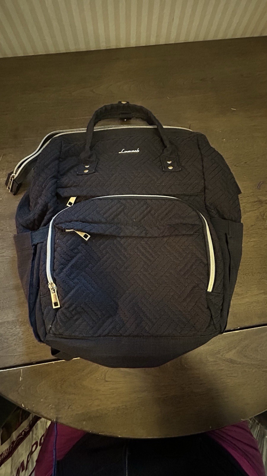 Lovevook Black W/ Gold Hardware Quilted Backpack, Laptop, Travel, School 18×17”