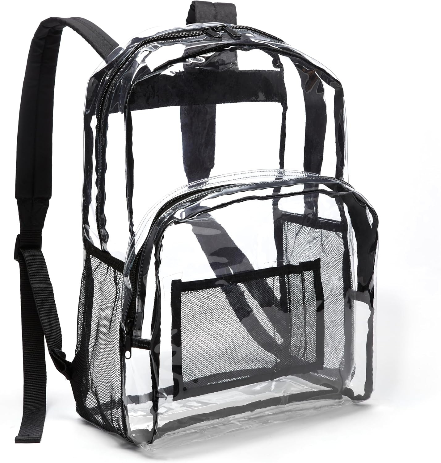 Transparent Clear School Backpack, Water-Resistant PVC Plastic, Reinforced Shoul