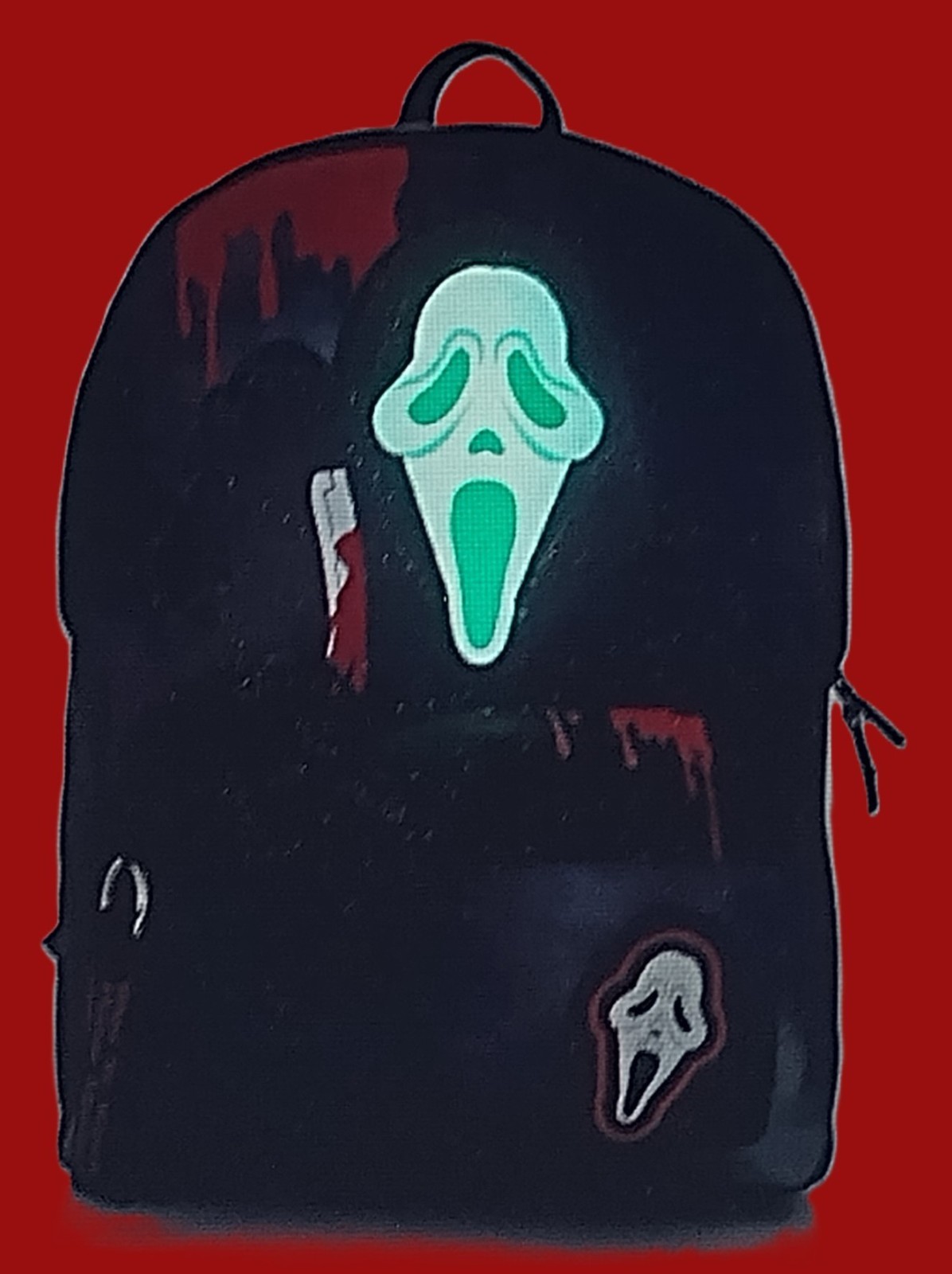 Scream Ghost Face Horror SLASHER Glow In The Dark Large Black Backpack NEW