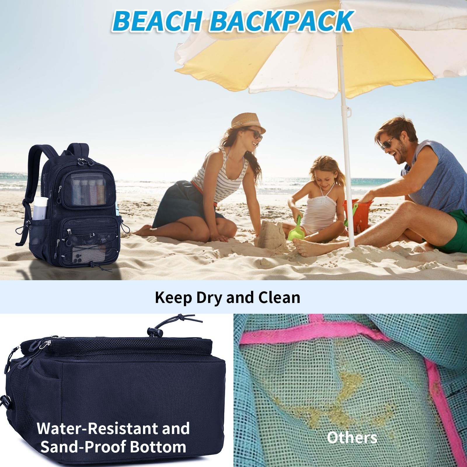 Mesh Backpack, Heavy Duty See Through Backpack Ultra-Lightweight Net Bookbag …