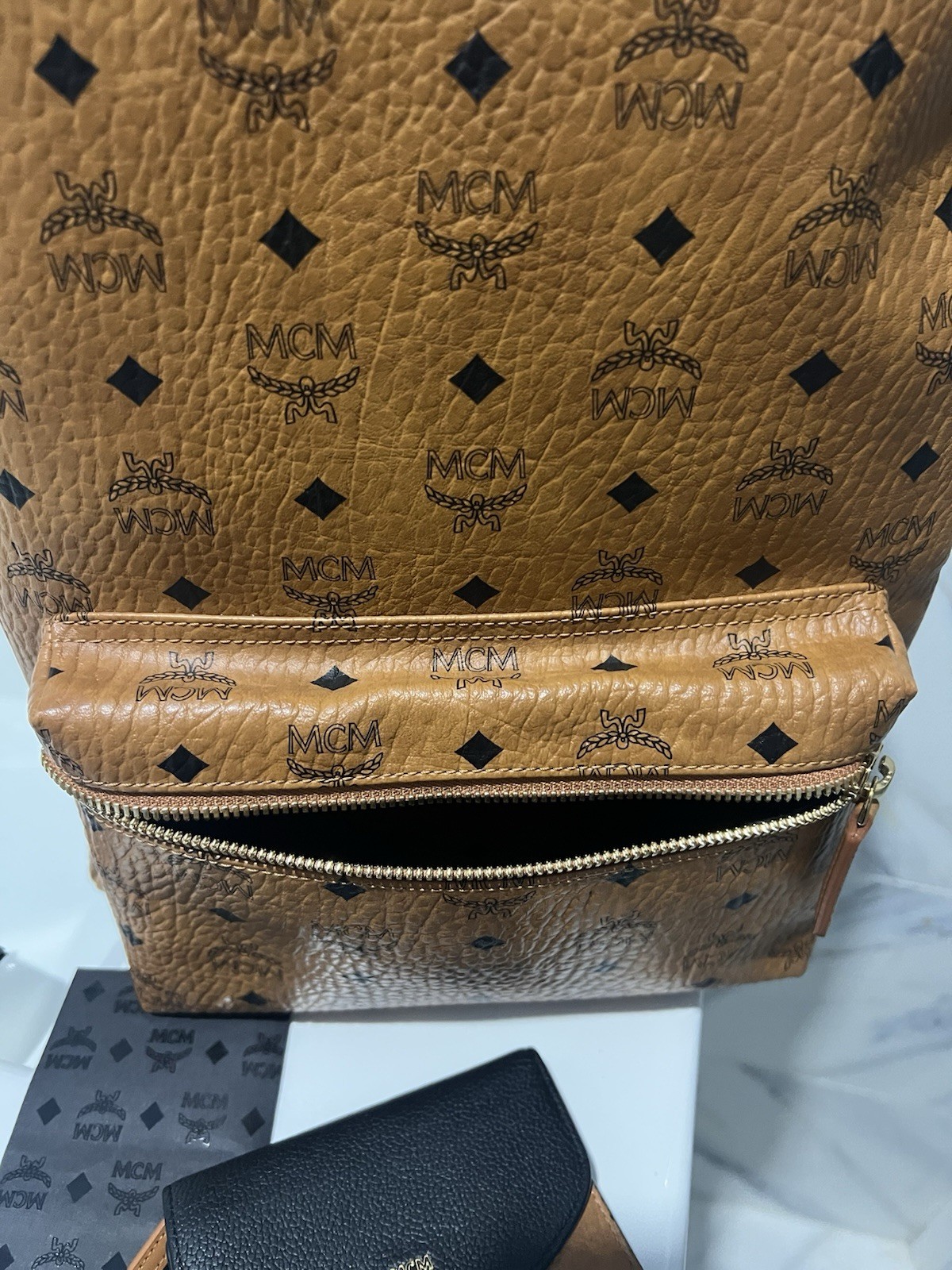 MCM Backpack Medium VISETOS COGNAC 100% Authentic W/RECEIPT