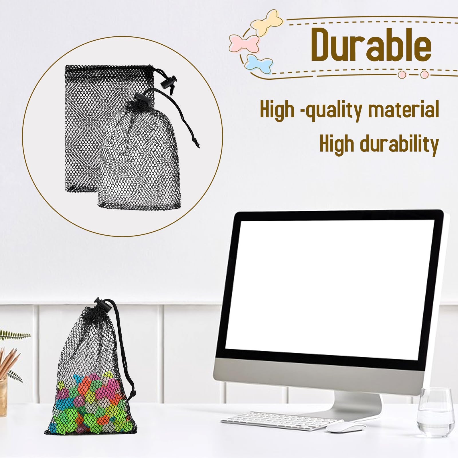 10PCS Small Mesh Bags Drawstring Black Mesh Drawstring Bag Mini Nylon Net Bag…