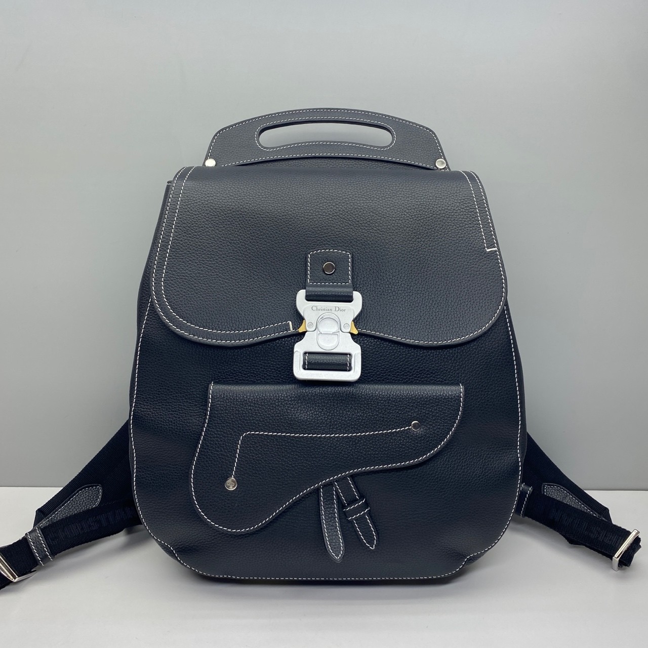 Dior Pre-Owned Authentic Gallop Black Leather Backpack 40x28x12cm