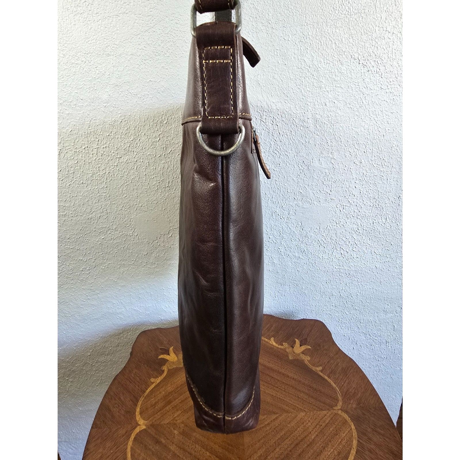 Jack Georges Brown Buffalo Leather Crossbody Bag Voyager Collection #7312