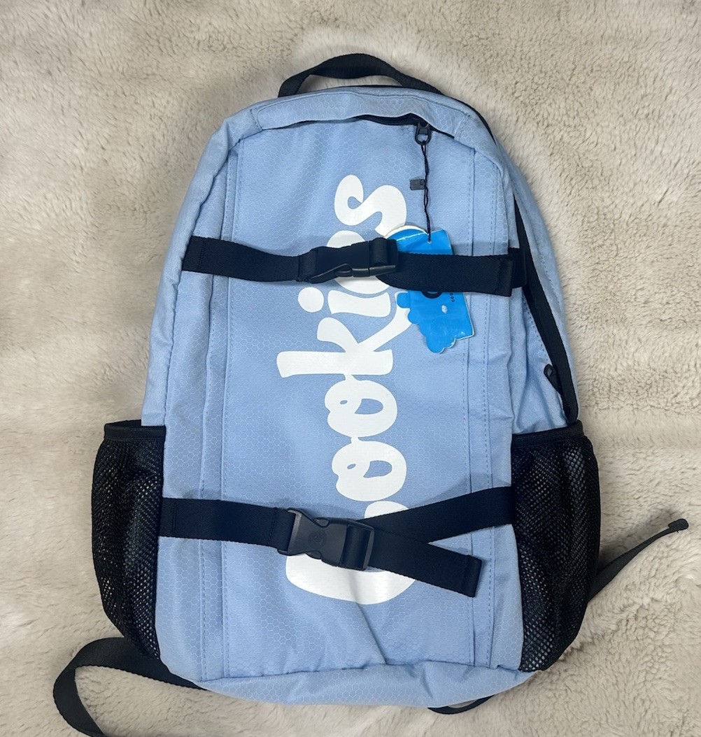 Cookies Backpack Light Blue White Logo NWT Streetwear Skate Bag School Backpack