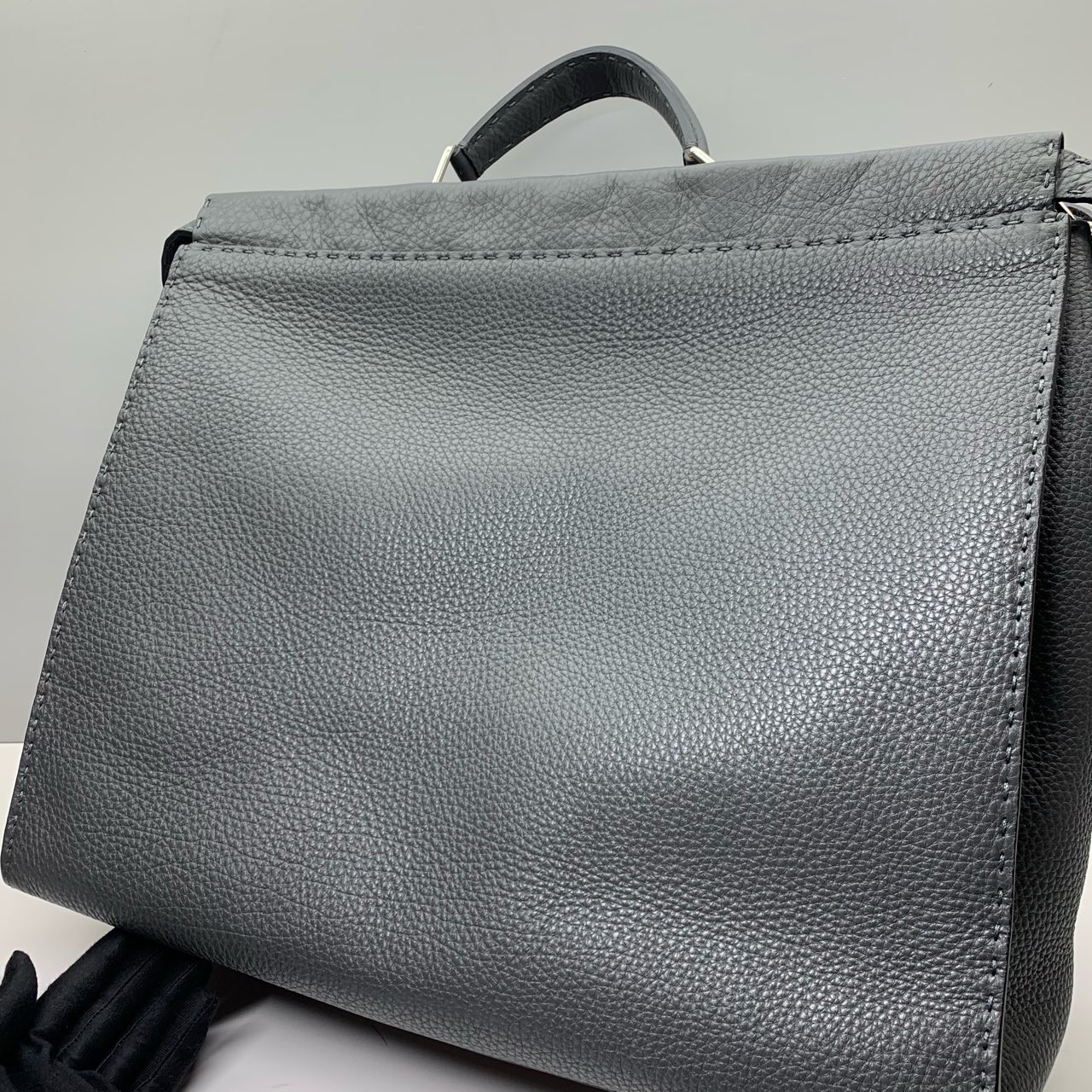 Fendi Pre-Owned Authentic Peekaboo Briefcase Crossbody Grey Blue 42x35x18cm