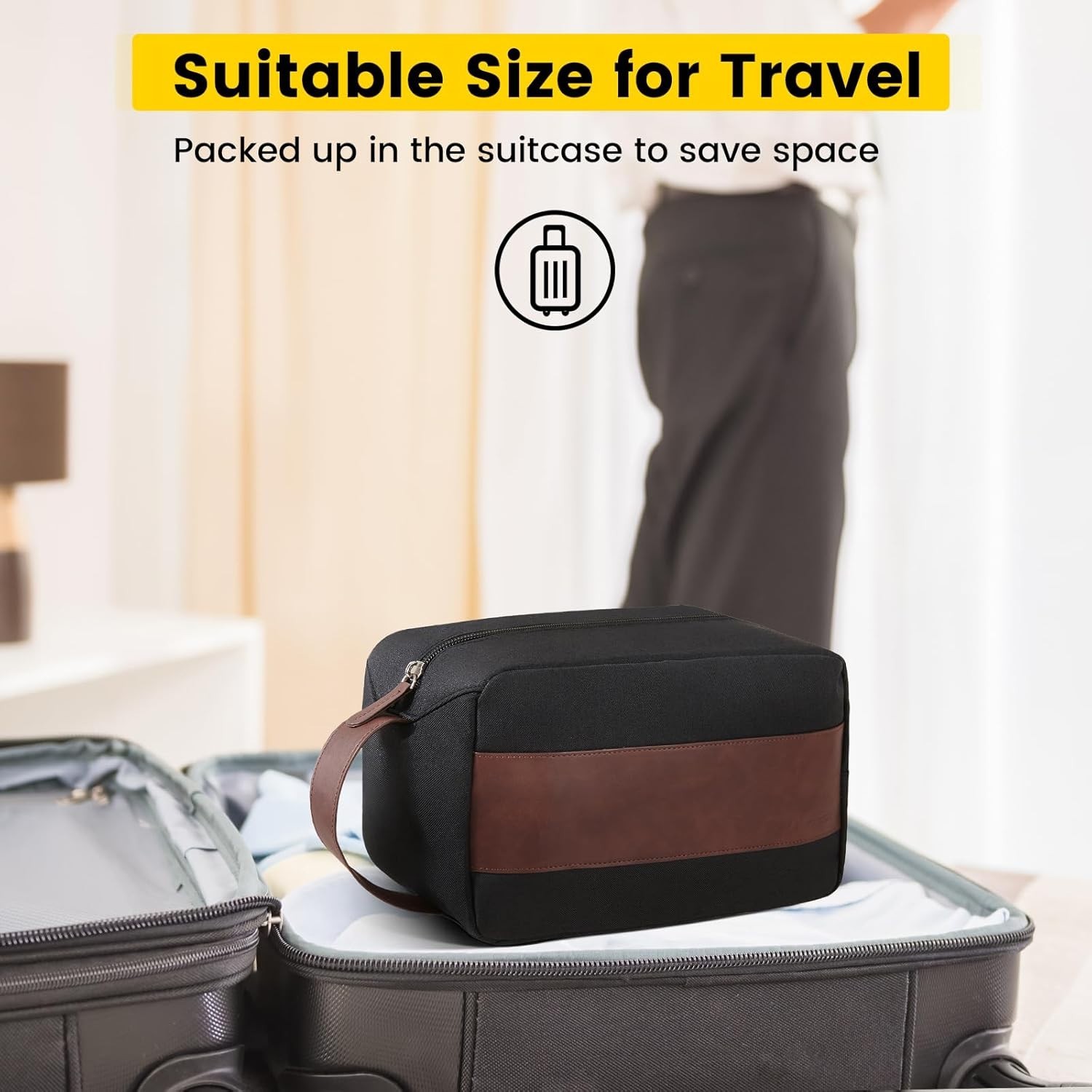 Toiletry Bag Men Water Resistant Accessories Travel Essentials Large Bag, Black