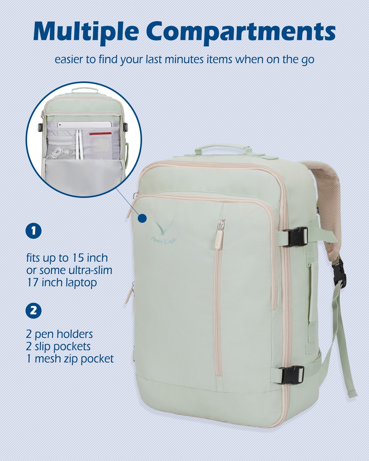 Travel Backpack 38L Flight Approved Carry On Backpack 20″ Business Weekender Bag
