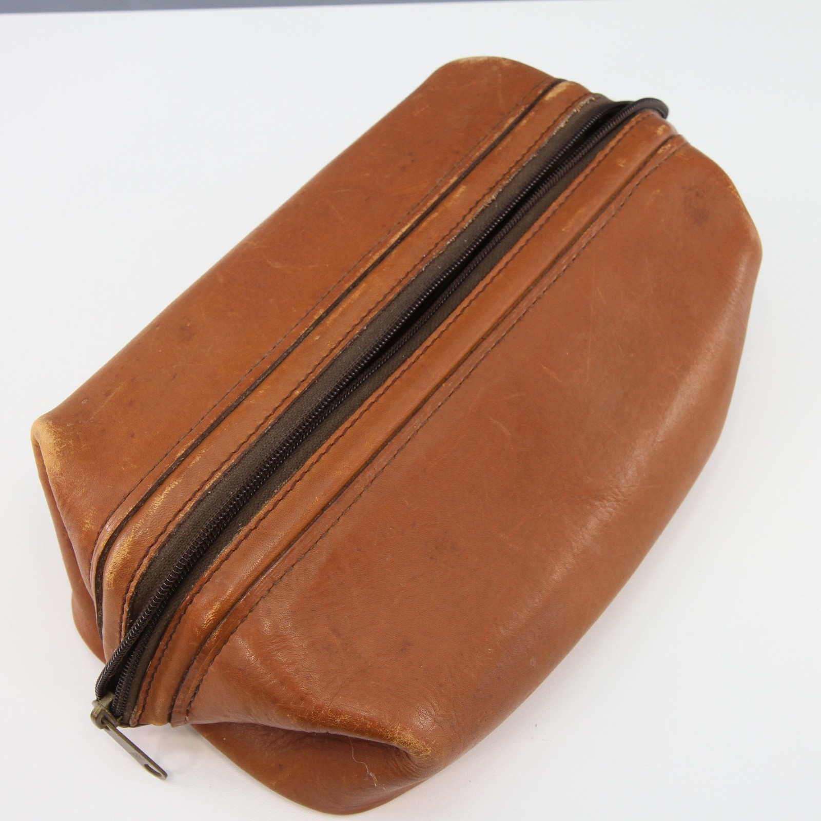 Vintage Renwick Mens Leather Toiletry Shaving Bag Canada 10″ X 5.5″ X 5.5″