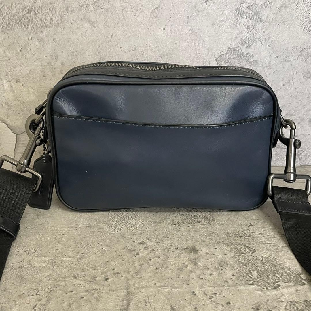 Coach Navy Leather Camera Bag Shoulder Bag NY Applique Bag