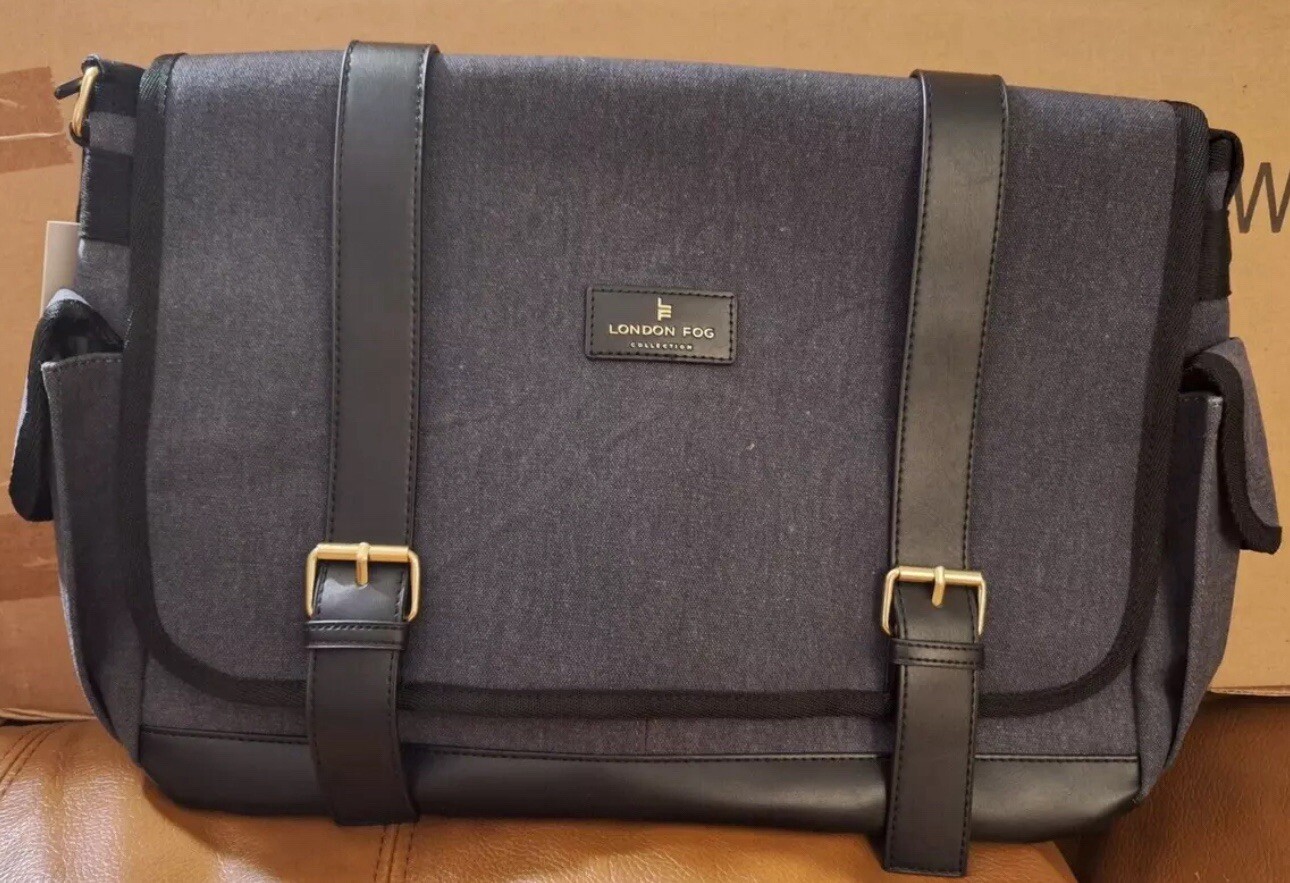 London Fog Unisex Canvas Messenger Bag NIB. Brand New & Carry on.
