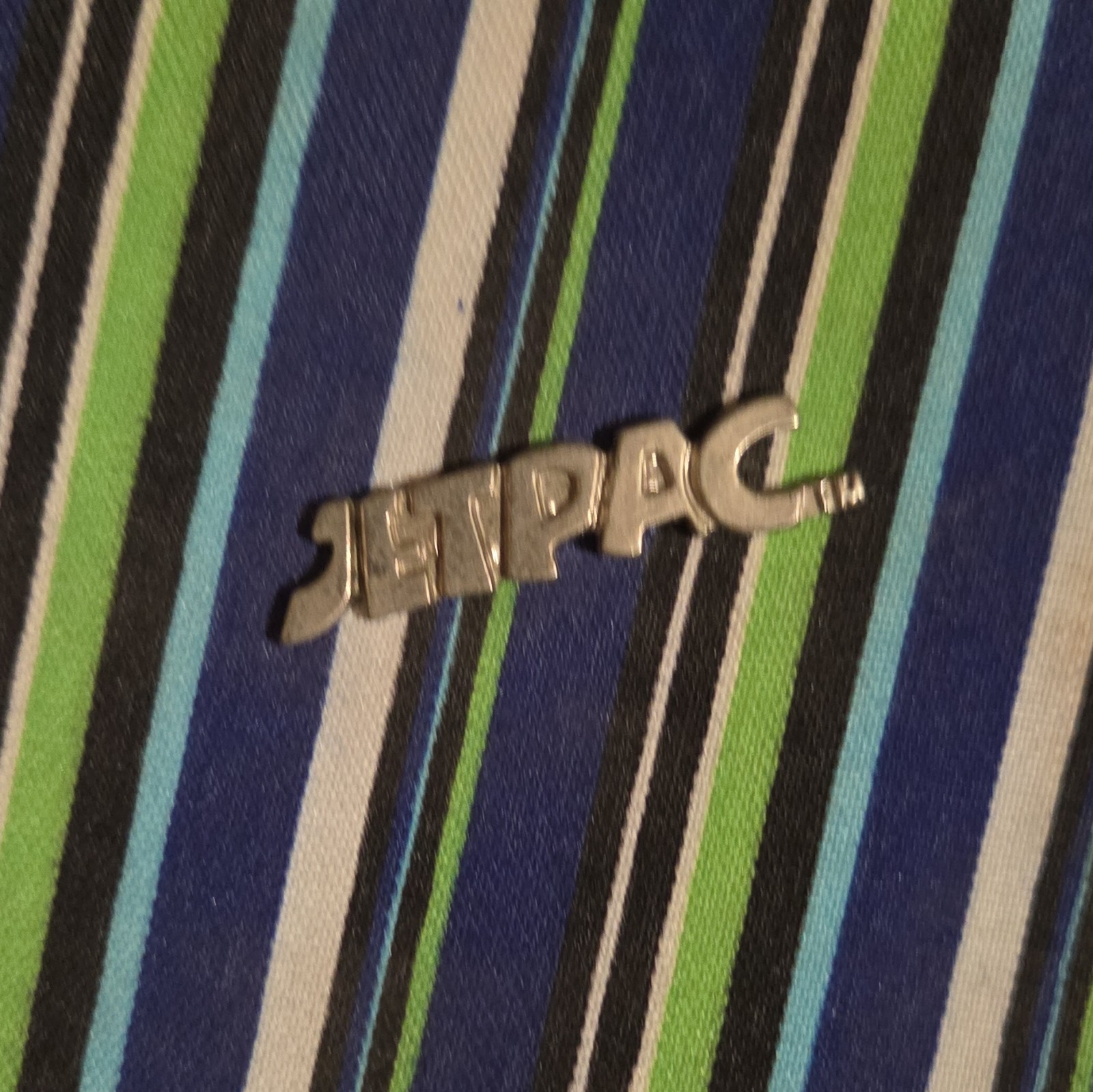 HiPAC Striped Drawstring Backpack Blue Green White Black, Adjustable Strap