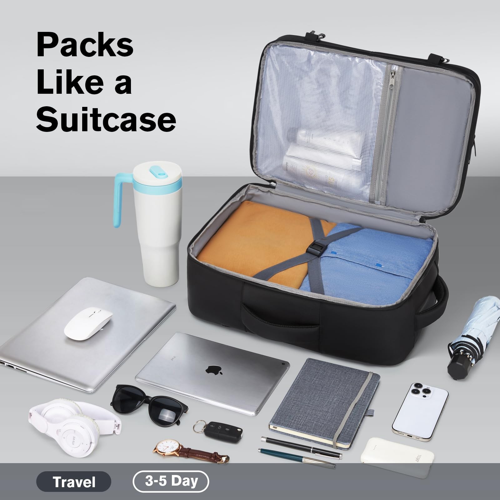 Smart Suitcase-style Laptop Backpack, 25L / 35L Practical Travel Bag for Work…