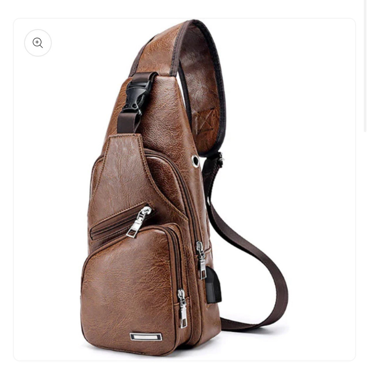 Brown Chest Crossbody Bag Sling Backpack for Men with USB Charge Port