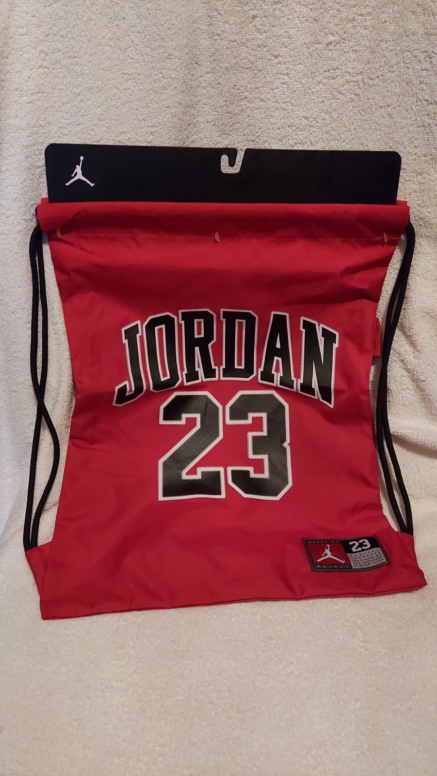 Air Jordan #23 Bulls Jersey Gym Sack Backpack Red/Black 9A0757-R78 Brand NWT