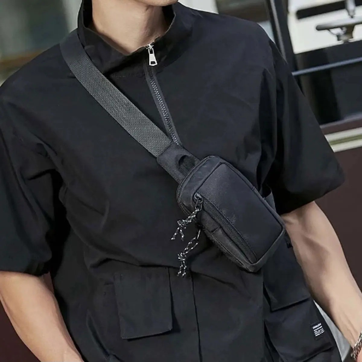 Men’s Shoulder Bag Oxford Chest Bag Sling Crossbody Bag Casual Travel Phone Bag