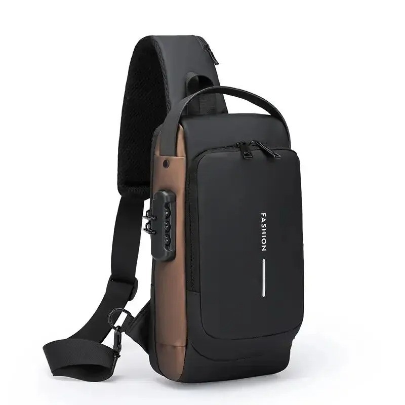 Men’s Sling Backpack Waterproof Anti-theft Shoulder Crossbody Chest Bag USB Port