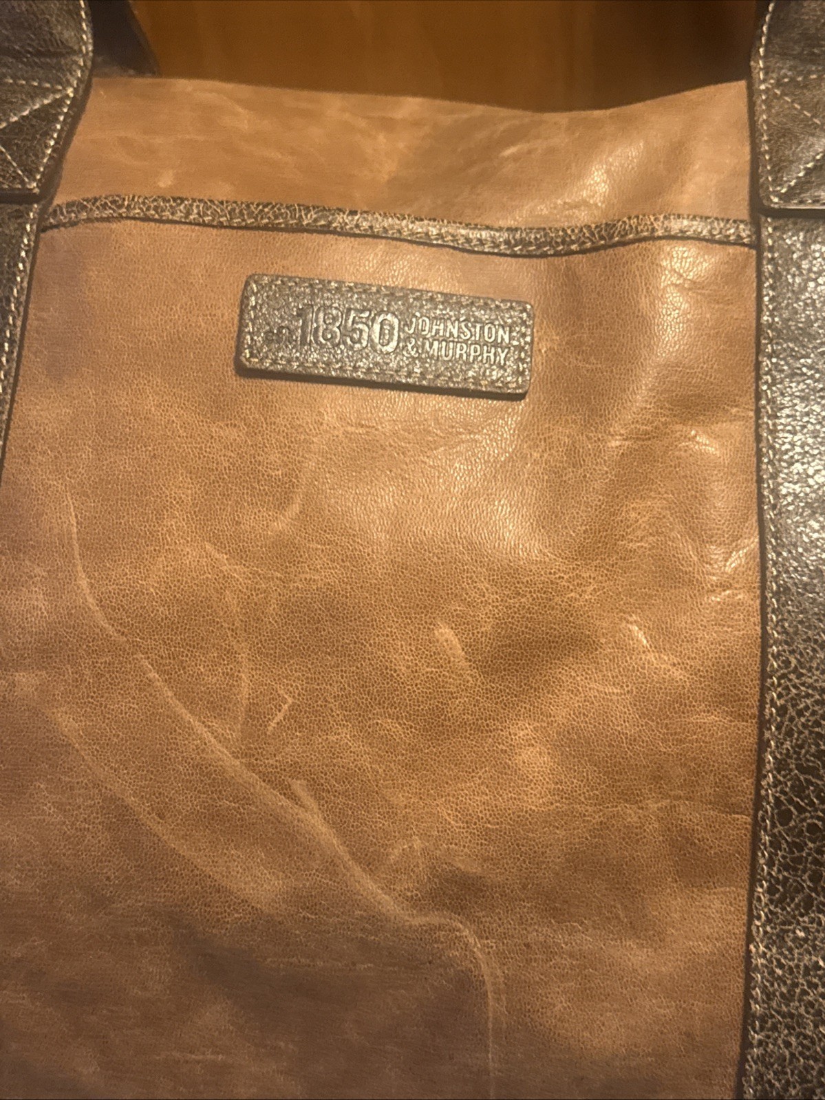 Johnston & Murphy Tan Leather Duffle Bag w/ Strap Large Rustic