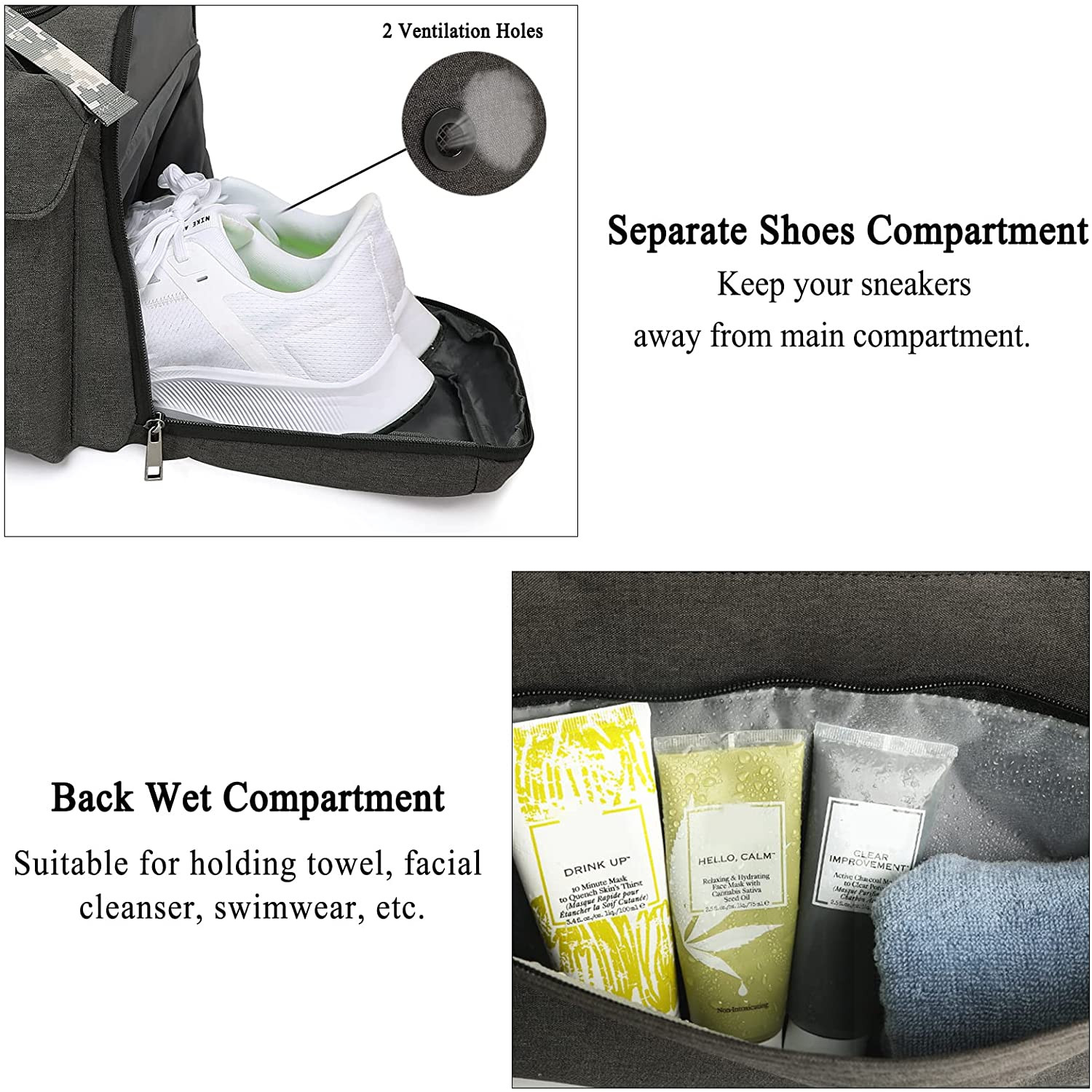 Gym Bags for Men Gym Duffle Bag Backpack 3-Way Sports Duffel Bags for Men with S
