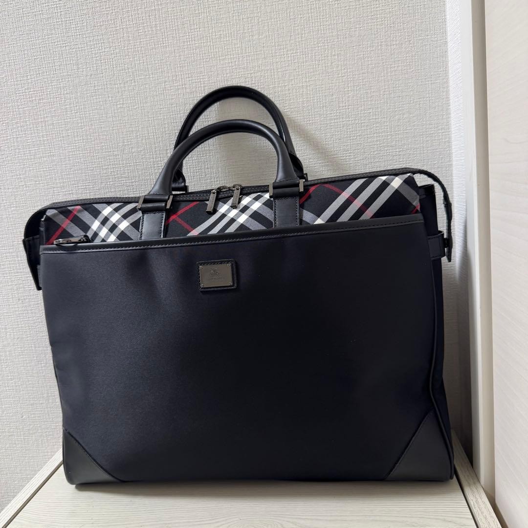 Authentic Burberry Black Label 2-Way Briefcase Black 41cm Mens Business Bag