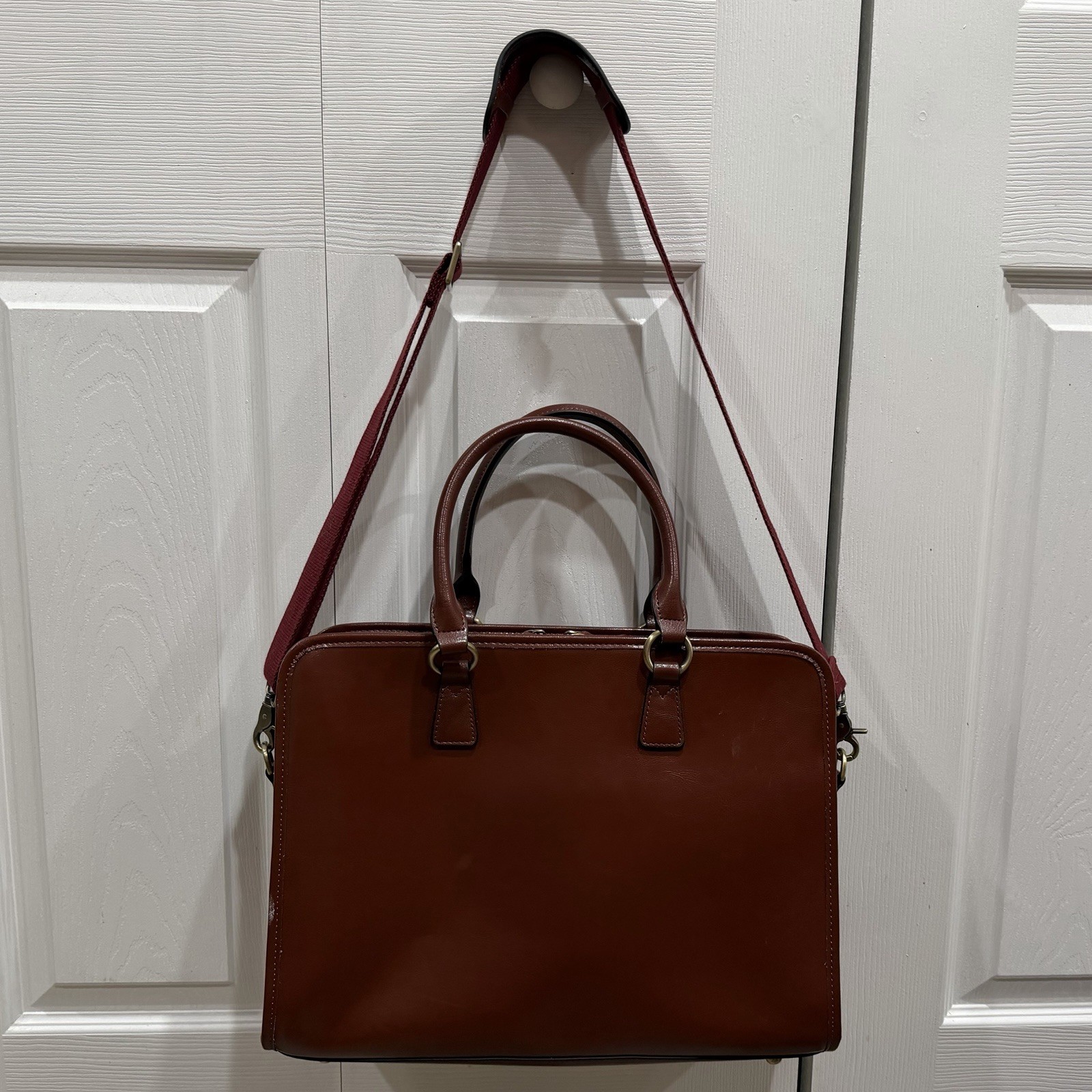 New Kattee Leather Briefcase Large 15”x11” Laptop Tote Bag Adj Strap Dbl Handles