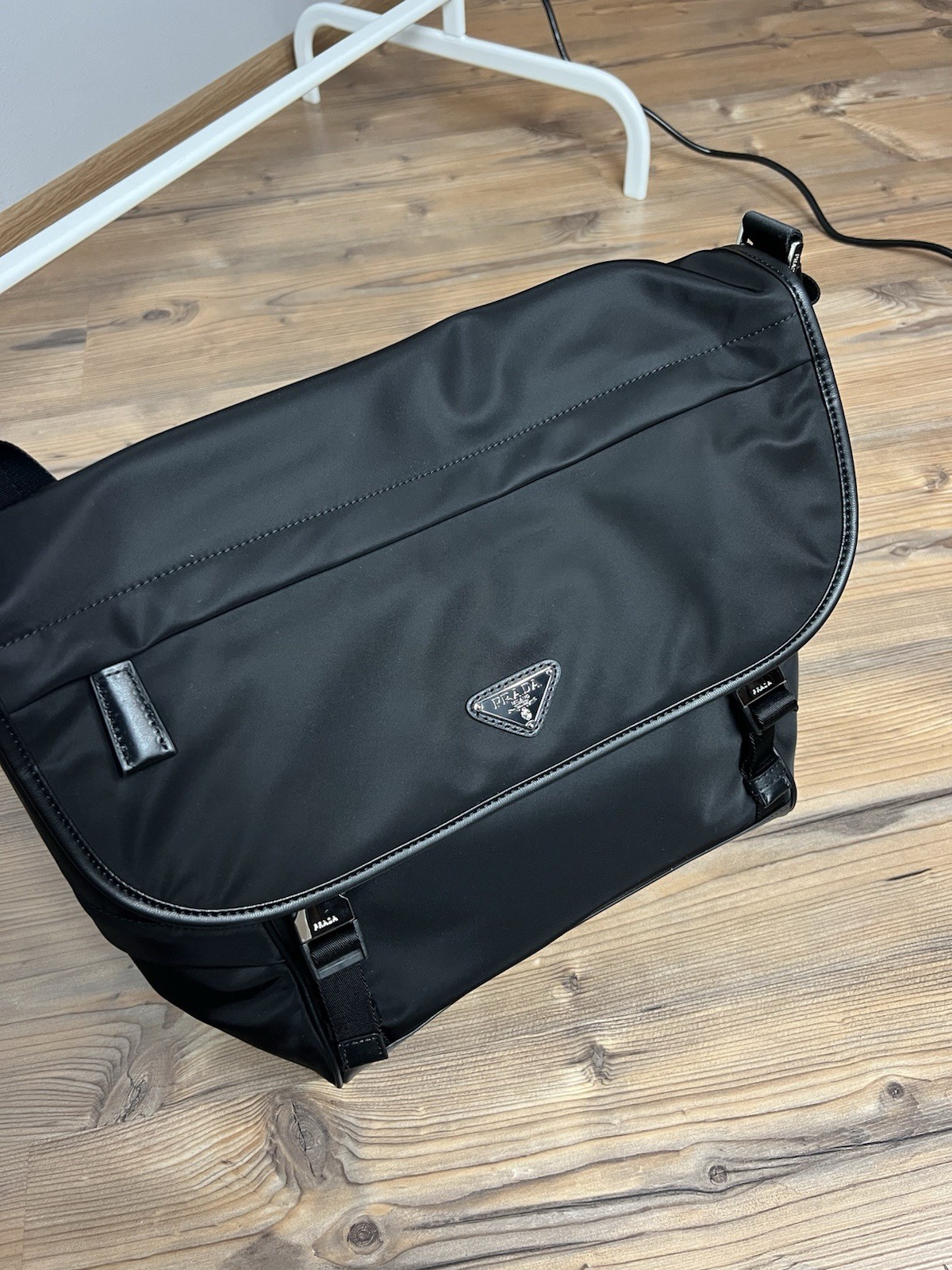 MINT! Prada Triangle Logo Re-Nylon Saffiano Crossbody Bag Black 2VD052 144351512