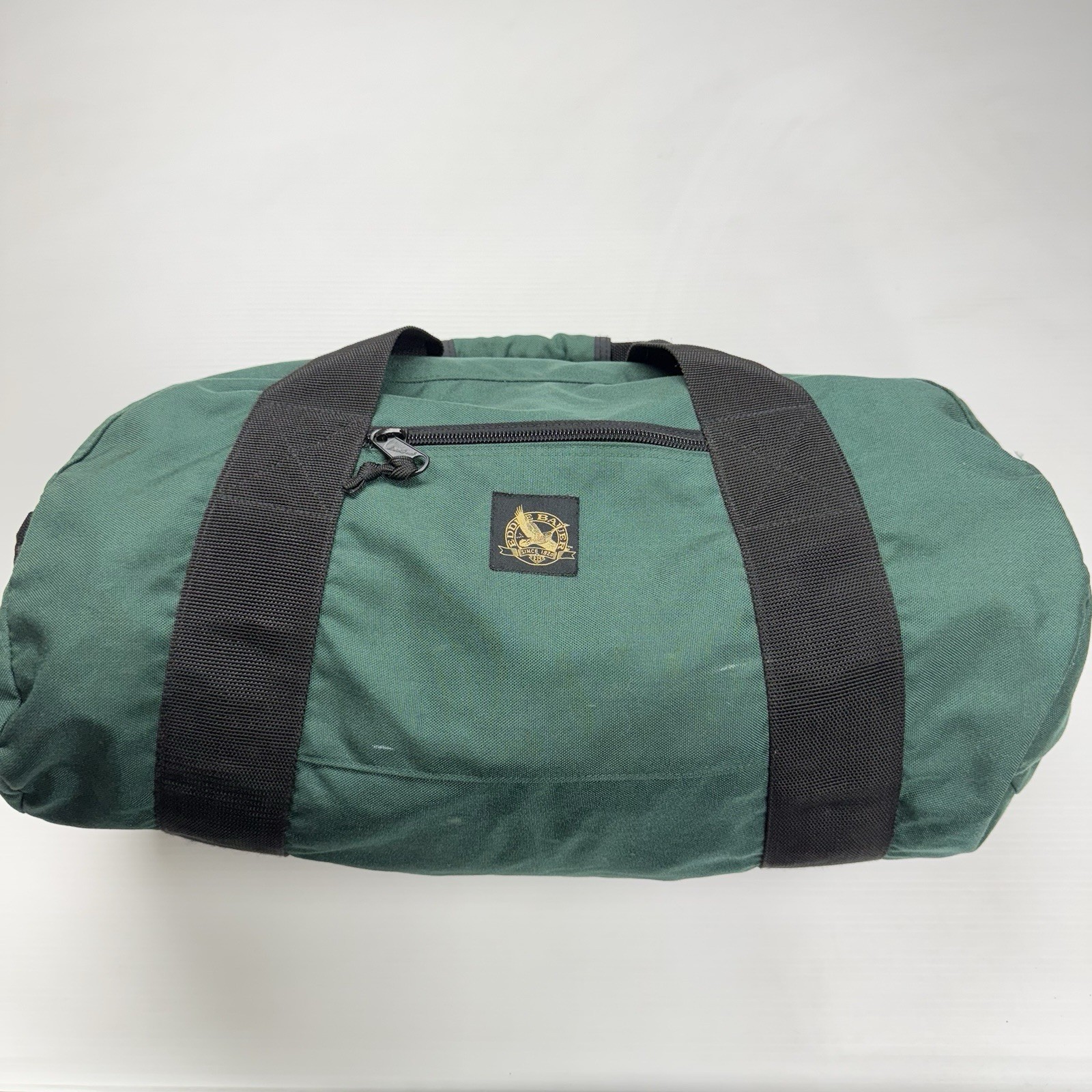 Vtg Eddie Bauer Zip Up Duffel Bag Green 23x11x7.5 Nylon Outdoor Camping Sport