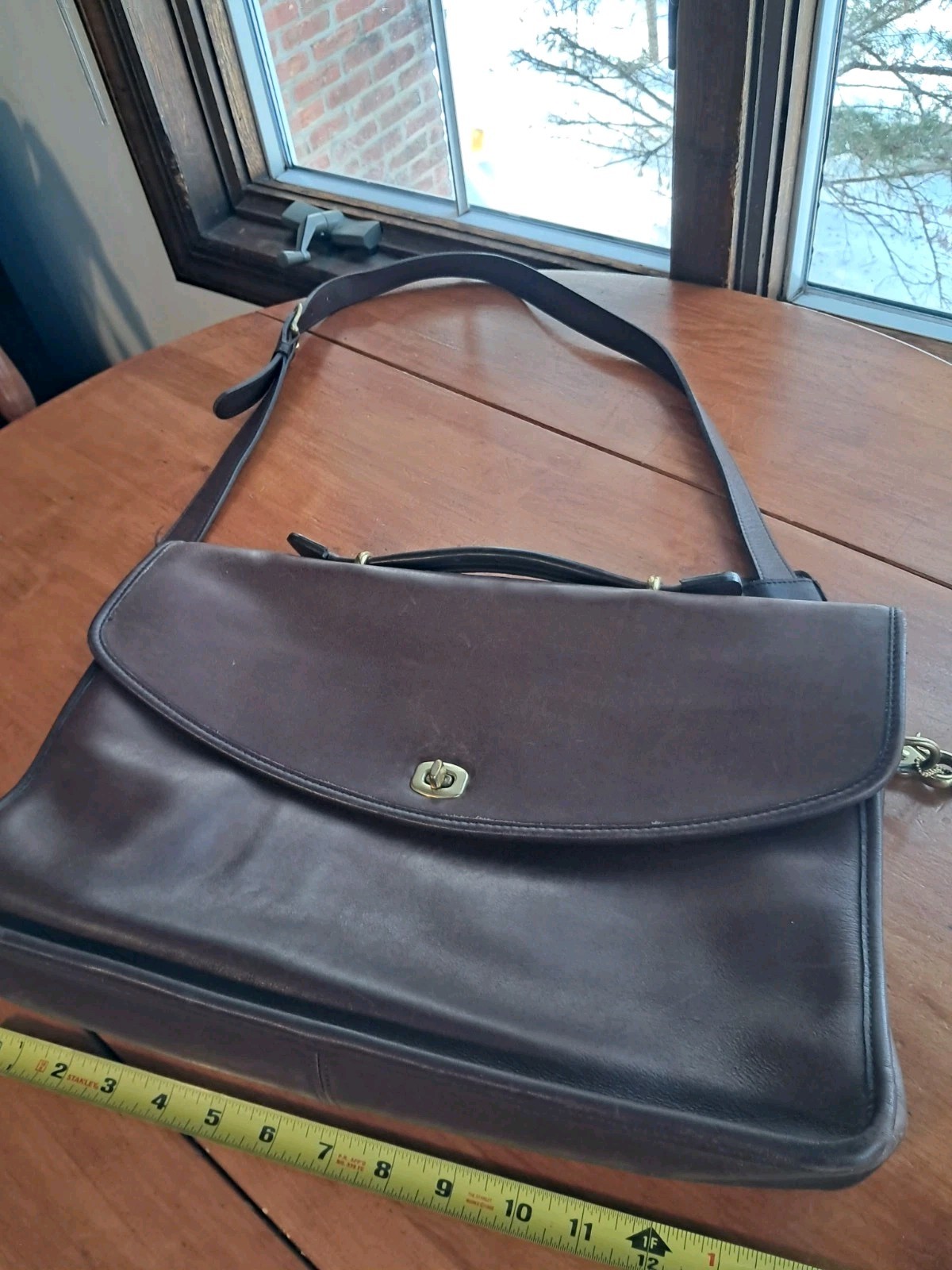 Vintage Coach Lexington Leather Briefcase Bag Turn Lock Dark Brown #5265