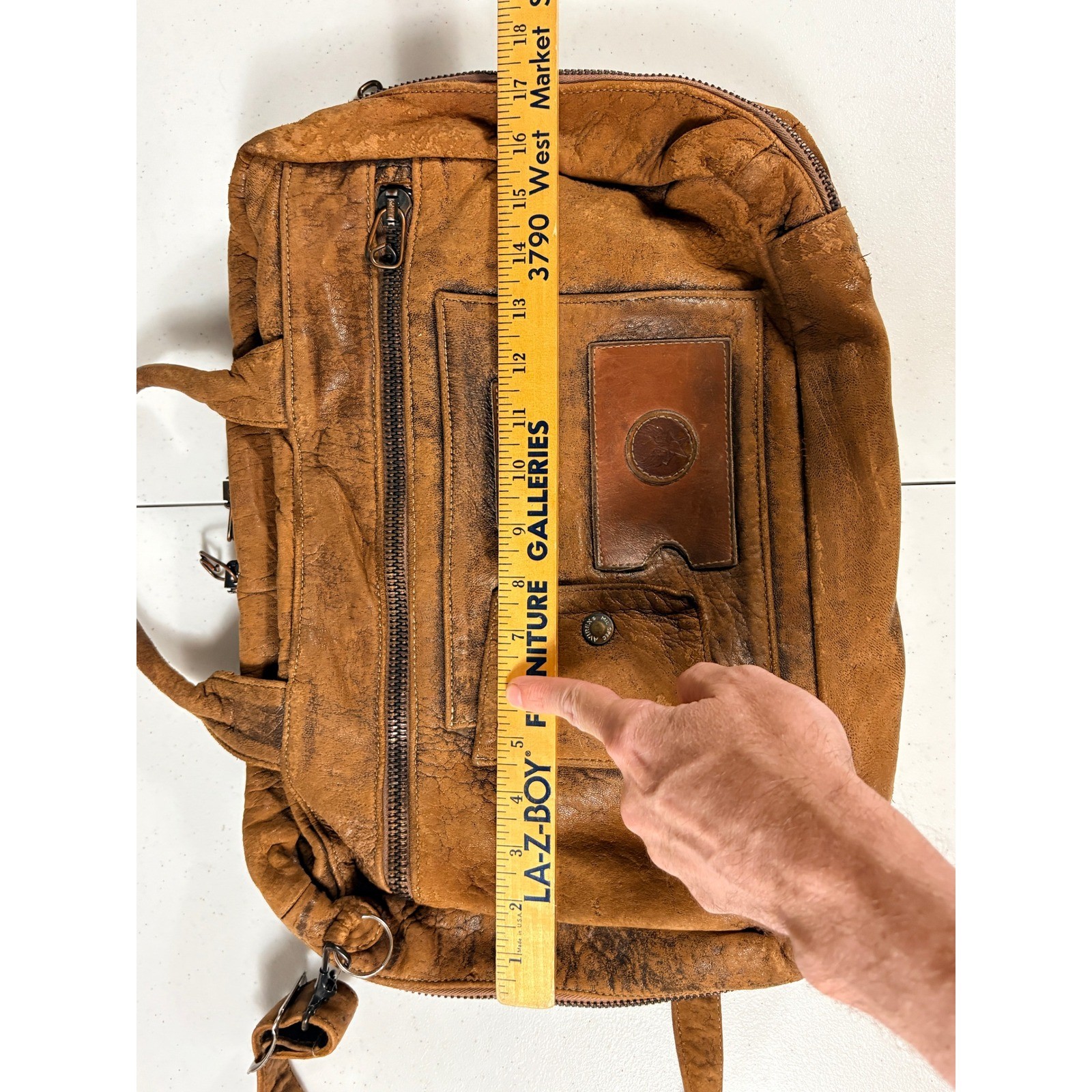 Avirex The Cockpit Brown Distressed Leather Messenger Bag Map Lining Vintage