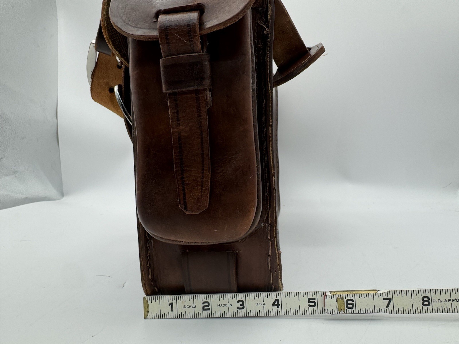 Vintage Full Grain Leather Messenger Bag Handmade Guatemala Heavy Satchel
