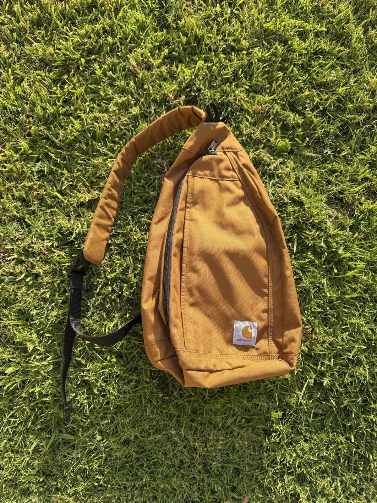 Carhartt Brown Crossbody Sling Bag Zip Closure, Adjustable Strap, Pockets