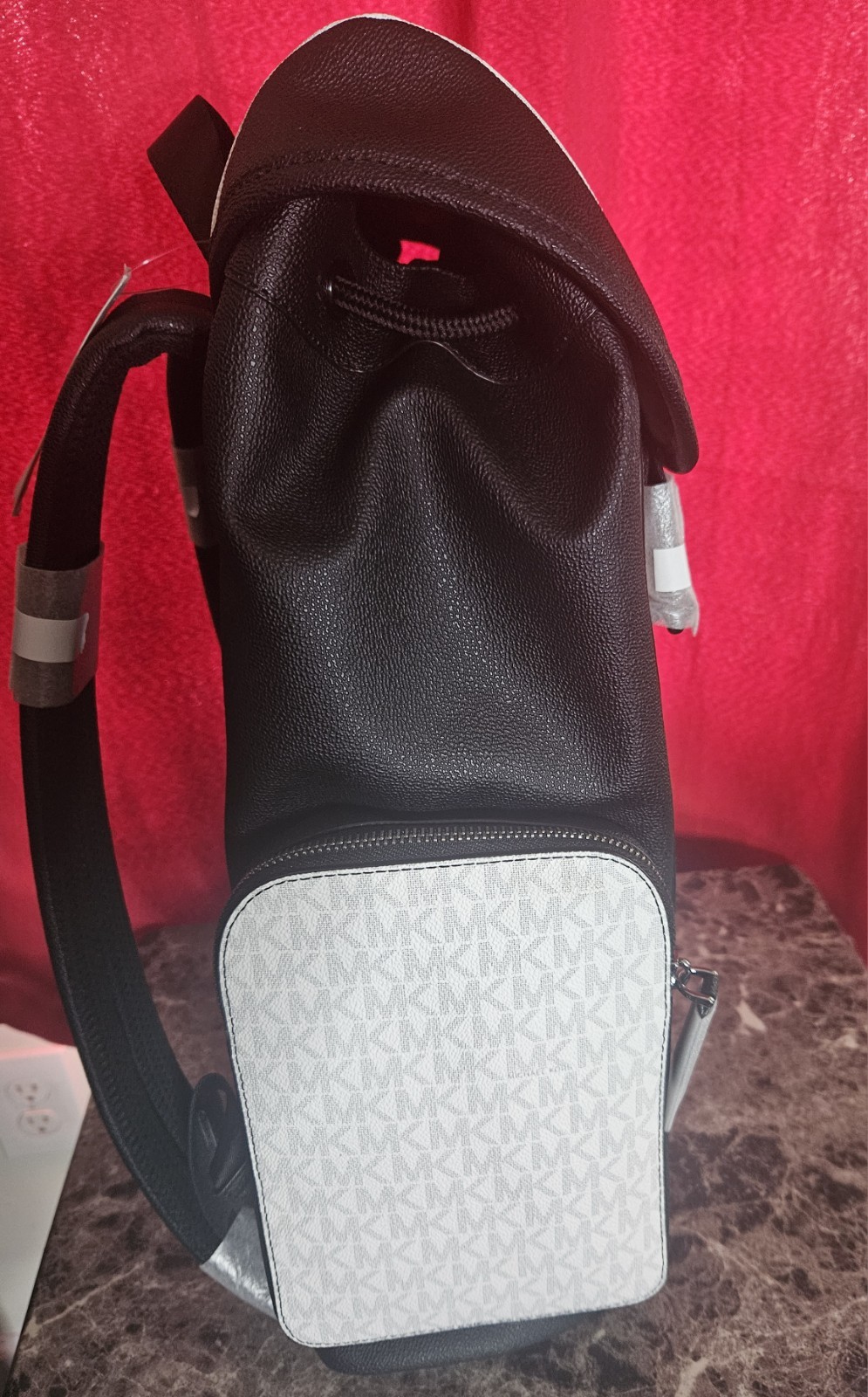 Michael Kors Cooper Medium Metallic Striped Logo backpack Black $498