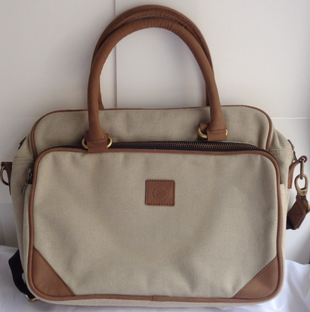 Angle Design Briefcase/Attache Shoulder Bag Tan 16″ x 12″