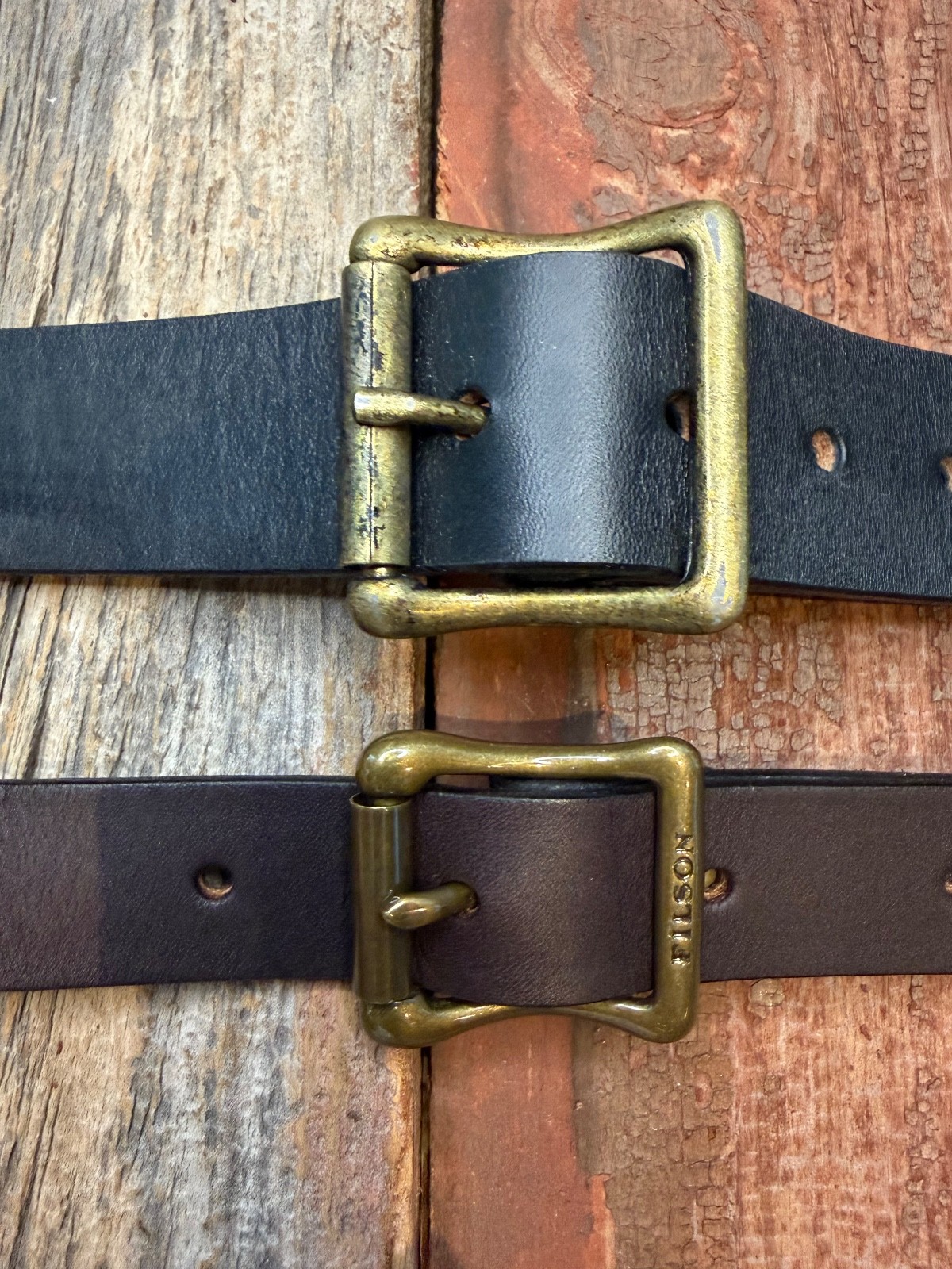 Filson Leather Shoulder Strap MADE IN USA Brown Bridle Brass Adjustable Vintage