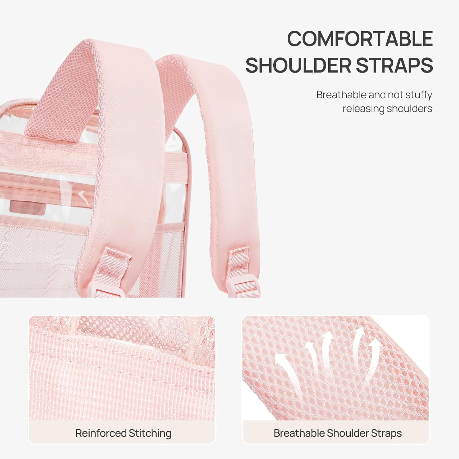 Clear Backpack with Multi-Pockets, Heavy Duty TPU Transparent Bag with Reinforce