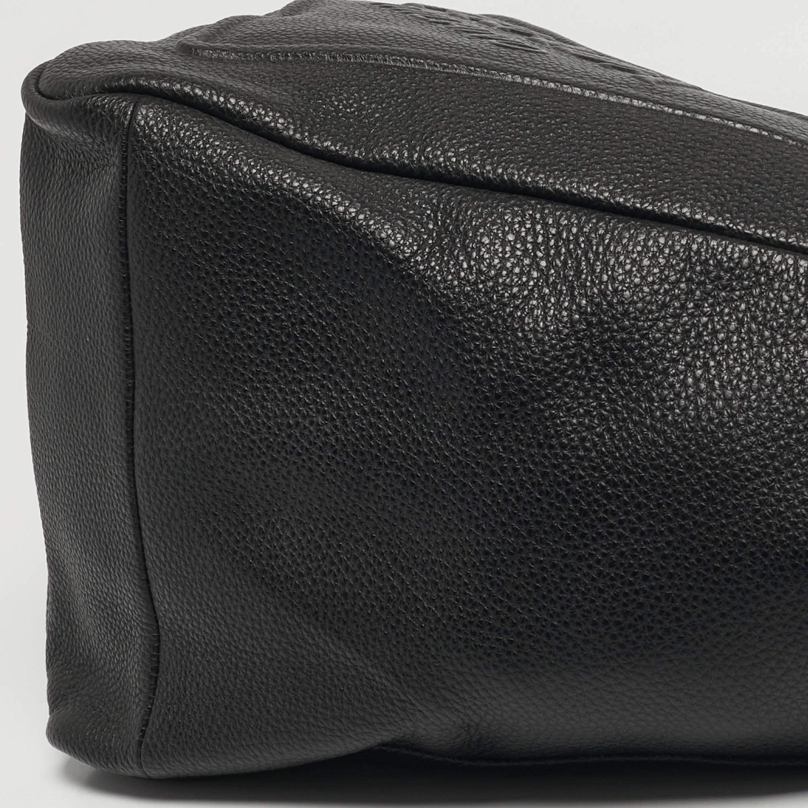 Prada Triangle Logo Embossed Black Vitello Dain Leather Bag