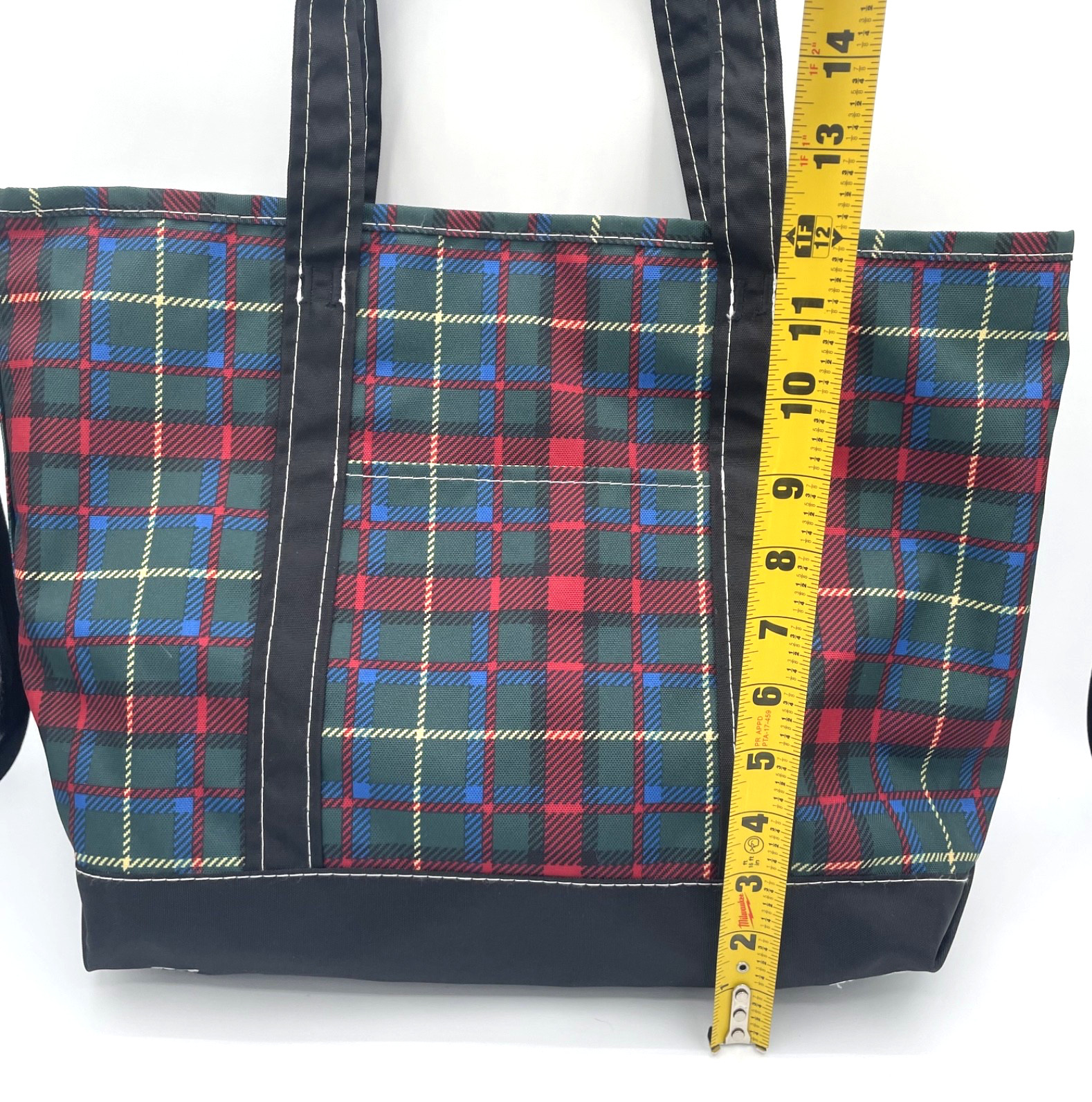 LL Bean Everyday Lightweight Nylon Boat Tote Bag Plaid Tartan Medium Travel