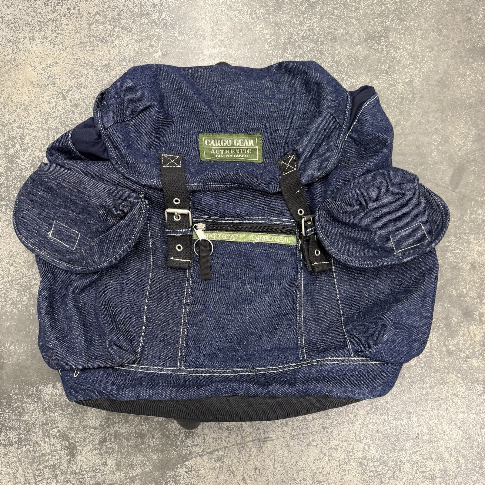 Vintage Cargo Gear Denim Backpack Bag