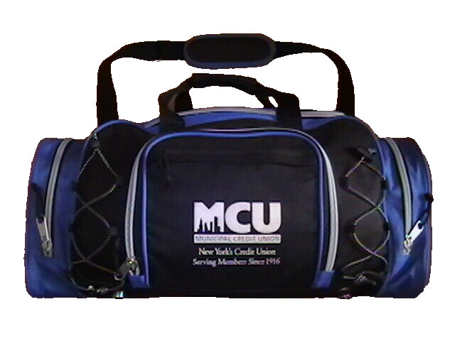 MCU MUNICIPAL CREDIT UNION NEW YORK MEN’S SPORTS GYM TRAVEL DUFFLE BAG LUGGAGE!