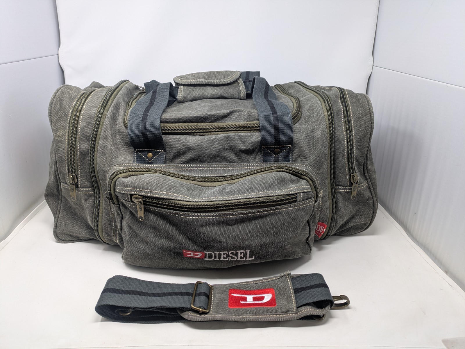 DIESEL Spare Parts Vintage Travel Bag Military Khaki Utility Gorpcore Y2K 90s
